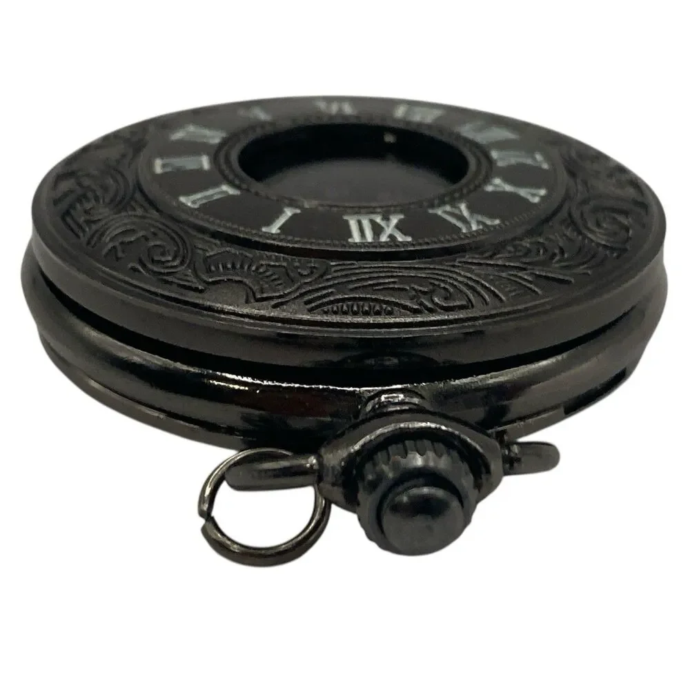 Vintage Black Pocket Watch for Men Roman Numeral Quartz New Battery
